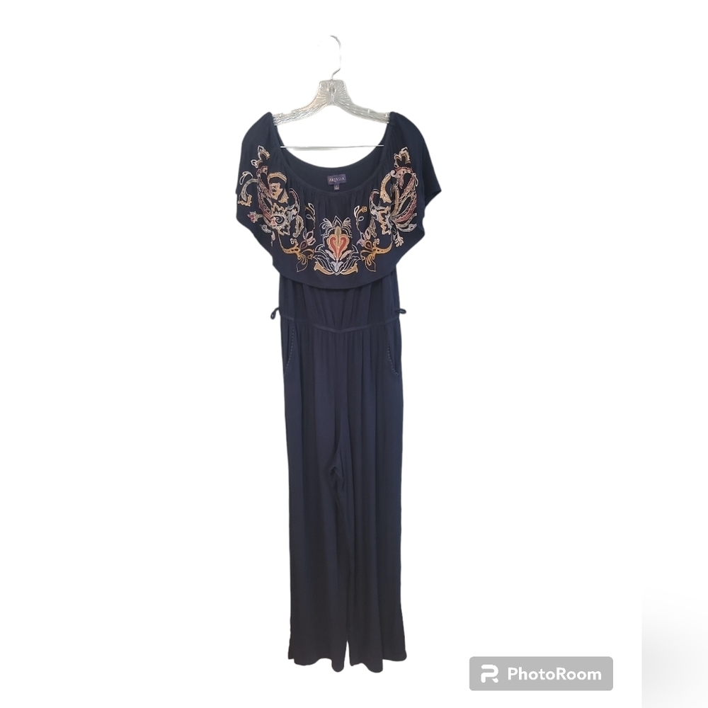 Artesia Boho Gypsy Womens Embroidered Summer Romper Jumpsuit Size Large